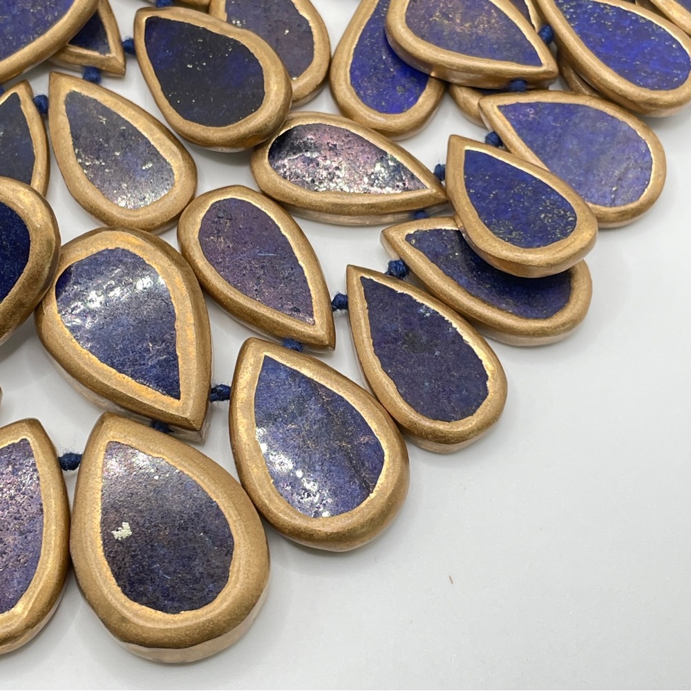 Rarities Carol Brodie African Lapis 2 Strand Statement Necklace RETIRED RARE - Picture 4 of 16